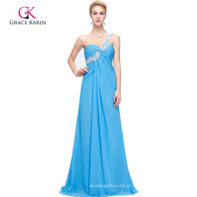 Grace Karin One Shoulder Sky Blue High Slit Long Evening Dress CL3186-4